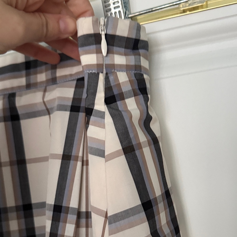 Plaid A-Line Skirt - Black and White - Picture 3 of 4